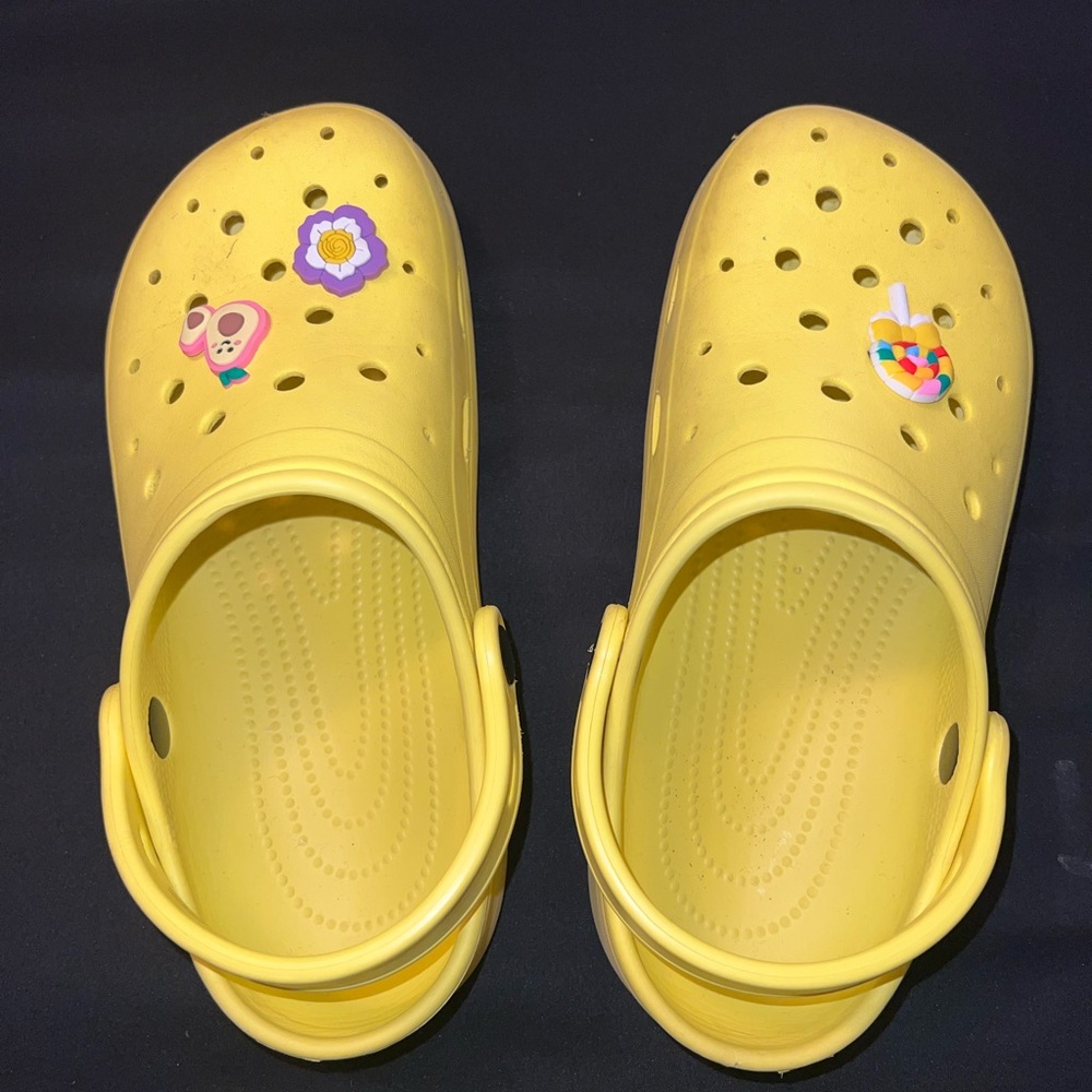 Yellow Clogs with Fun Charms